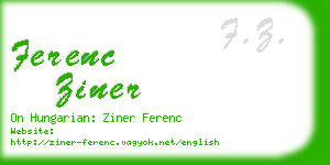 ferenc ziner business card